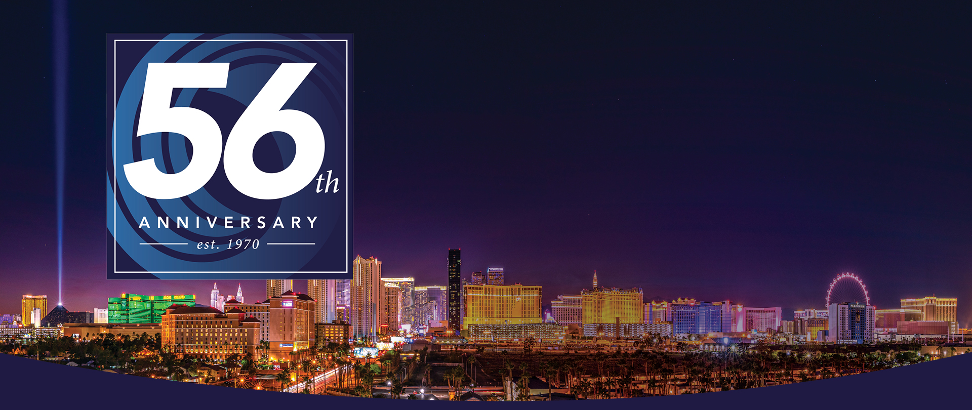 56th Anniversary logo and photo of Las Vegas
