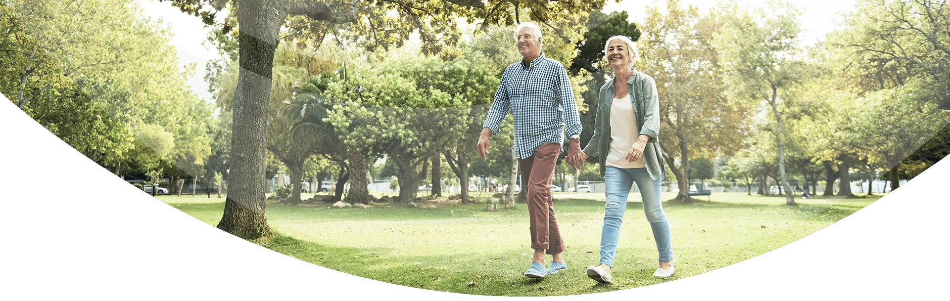 senior couple walking together