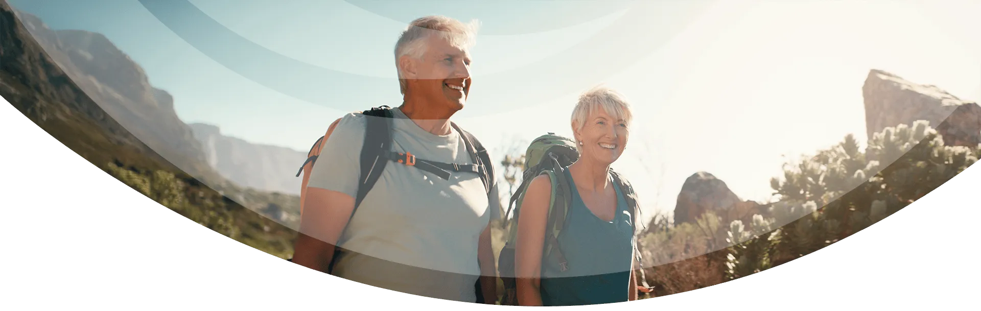 Mature couple hiking together